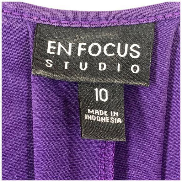 En Focus Studio Dress 10 Purple Stretch Knit Sleeveless Summer Spring Easter - Picture 8 of 8